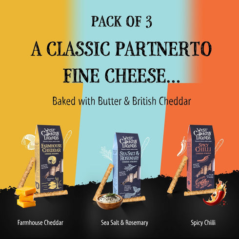 West Country Legends Pack 300g Pack Pack 1 Cheese Straws Variety Includes Cheddar Cheese, Spicy Chilli, Sea Salt