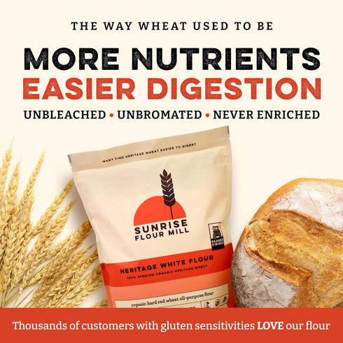 (80 (Pack 1)) Sunrise Flour Mill Heritage Organic White Flour | USDA Organic All Purpose Flour Unbleached - Non-GMO