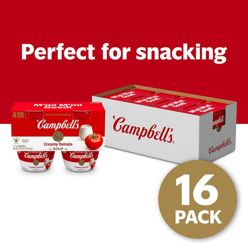 7 Oz (4 Packs 4 Campbell's Creamy Tomato Soup, Microwavable Bowl of Bowls)