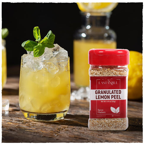 4.41oz, Eastanbul Lemon Peel, Dried Lemon Peel for Baking, Cooking, Marinades, and Rubs, Perfect for Tea, Granulated