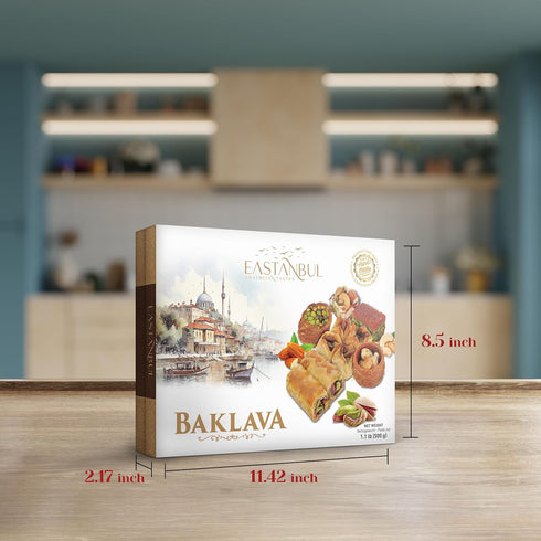 1.1lb, Eastanbul Baklava, Baklava Pastry, Pistachio Gift Box, Middle Eastern Sweets, Turkish Desserts, Pistachio