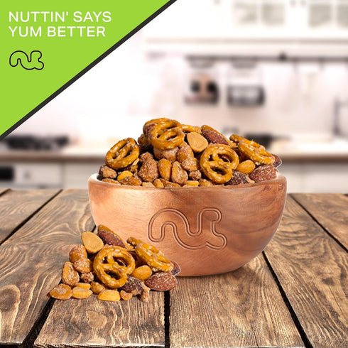 (16oz 1 LB) Packed NUT CRAVINGS - Party Bar Nut Mix, Sweet & Savory Pub Snack - Smoked Almonds, Pretzels, Toffee