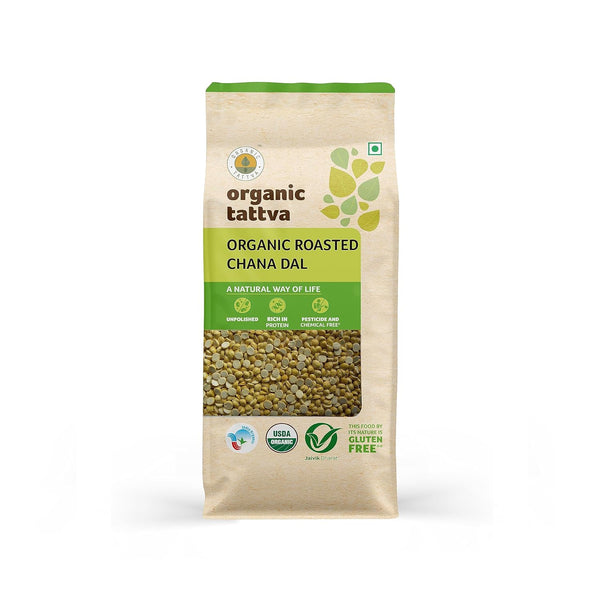 Organic Tattva Roasted Bengal gram (Chana Dal), 500g USDA Certified