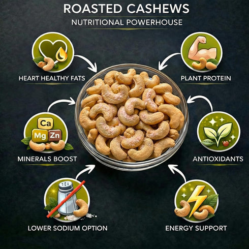 (1 LB.) Dry Roasted Cashews Himalayan Salted - Baked in Small Batches for Added Freshness - Oven Roasted to Perfection