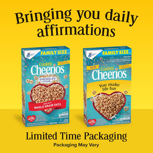 19 oz Confetti Cheerios Breakfast Cereal, Gluten Free, Made with Whole Grain Oats, Family Size