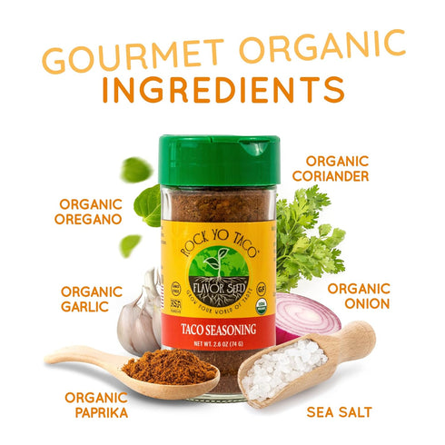 Flavor Seed Rock Yo Taco Gluten Free Organic Taco Seasoning Mix, 2.6 oz - Plant Based, Non-GMO, Vegan