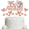 Sumerk 35th Anniversary Cake Topper, 13PCS Rose Gold Glitter Cake Decorations for Wedding Anniversary Celebration Party