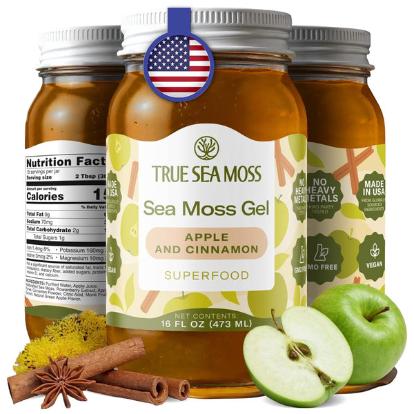 TrueSeaMoss Sea Moss Gel Made in USA Wildcrafted Seamoss, Fruits & Jarred
