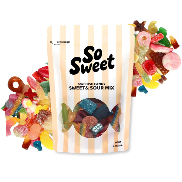 Swedish Candy Sweet & Sour Mix 8 oz Sweet & Tangy Chewy