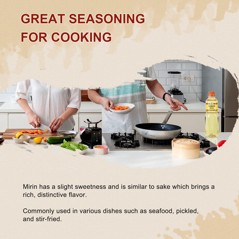 52USA Mirin, Japanese Cooking Wine 16.9 FL OZ, Red Rice Cooking Wine & Seasoning for Sauces, Marinades