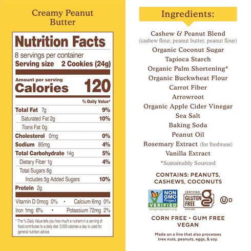 Simple Mills Creamy Peanut Butter Sandwich Cookies - Gluten Free, Vegan Healthy Snacks, 6.7 Ounce (Pack of 1)