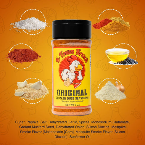 K-Town Krack Original Chicken Dust Seasoning, All-Purpose BBQ Rub for Chicken, Beef, Pork, Fish - 9oz
