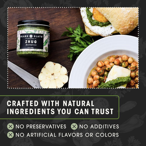 Blank Slate Kitchen Zhug (6 oz) | Spicy Middle Eastern Herby Green Hot Sauce, Vegan & Gluten-free