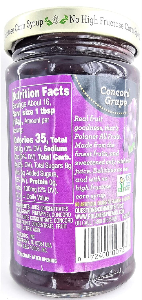 Polaner All Fruit With Fiber Grape Spreadable Fruit, 10 oz