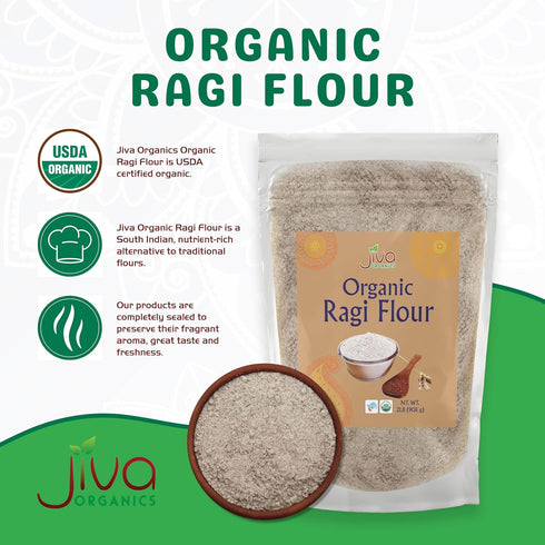 2 (32 Jiva Organic Ragi Flour Pound Bag ounce) - Finger Millet Flour