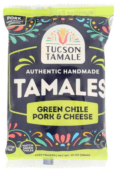 TUCSON TAMALE UNWRAP HAPPINESS Tucson Tamale Company, Green Chile Pork & Cheese Tamales, 10 Oz (Frozen)