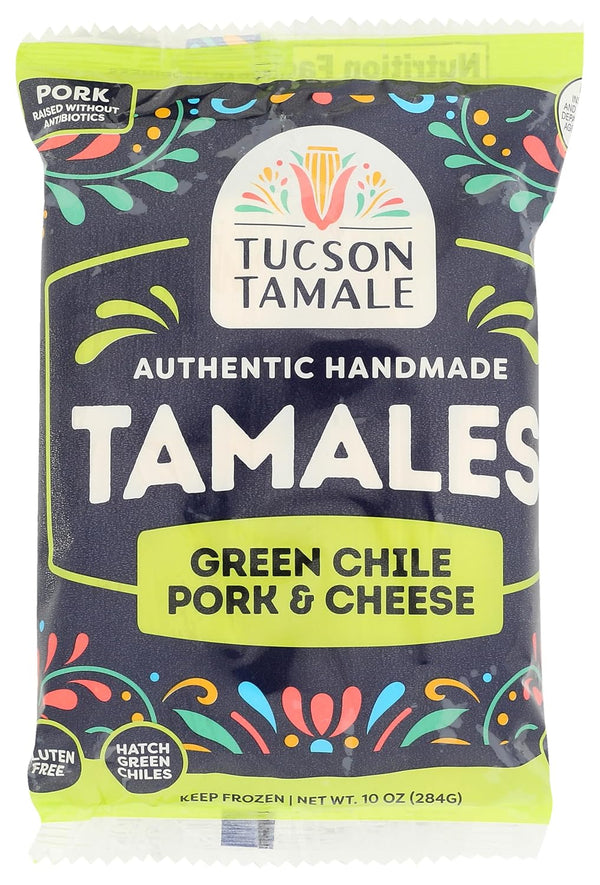 TUCSON TAMALE UNWRAP HAPPINESS Tucson Tamale Company, Green Chile Pork & Cheese Tamales, 10 Oz (Frozen)
