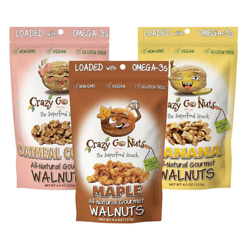 Crazy Go Nuts Sweet Sampler Walnuts - Healthy Snacks, Gluten Free, Natural