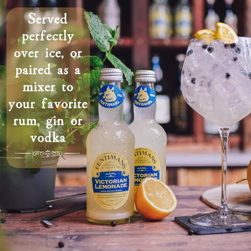 9.3 Oz (Pack 4) Fentimans Sparkling Victorian Lemonade - Sparkling Lemonade, Lemon Sparkling Water, Great Over Ice