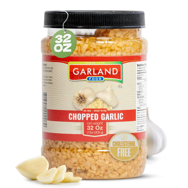 Garland Food Chopped Garlic in Jar - Convenient Garlic Chopped in Water