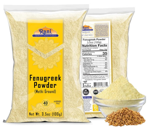 Rani Fenugreek (Methi) Seeds Ground Powder, 3.5oz (100g) - All Natural, Vegan, Gluten Friendly