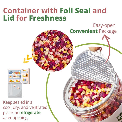 4.23oz(120g) Freeze Dried Mixed Fruit Snacks - Crunchy Dried Fruit Mix with Strawberry, Dragon Fruit, Purple Sweet