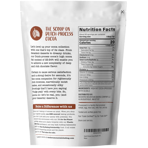 (1 lb) 22-24% Cocoa Powder Dutch Processed Cocoa Powder, Unsweetened, Extra Rich Cocoa Flavor, Fat, Premium Culinary