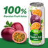 100% 16.9 oz (500 mL) Pack 12 VINUT Passion Fruit Juice, No Added Sugar, Not From Concentrate, fl Can