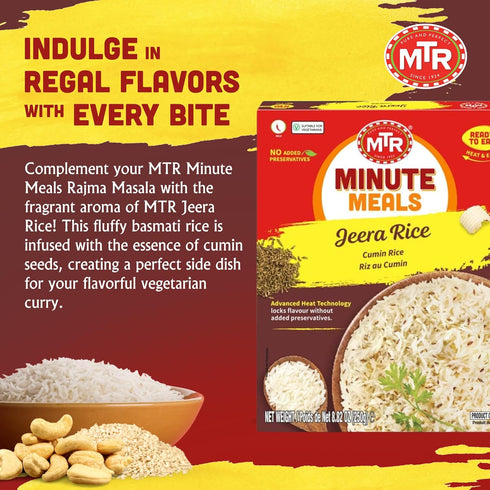 Packs (Pack 6) MTR Ready-To-Eat: Jeera Rice - Cumin Rice - Microwavable Rice for Instant Meals - Delicious & Nutritious