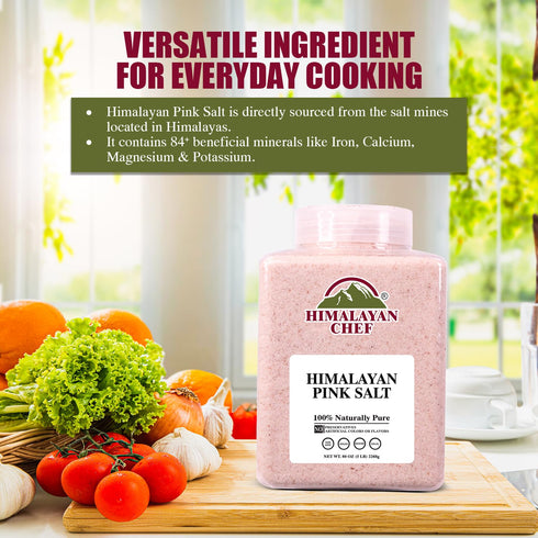 5lbs Himalayan Chef Pink Salt Fine Grain, Plastic Jar - GMO & Gluten-Free