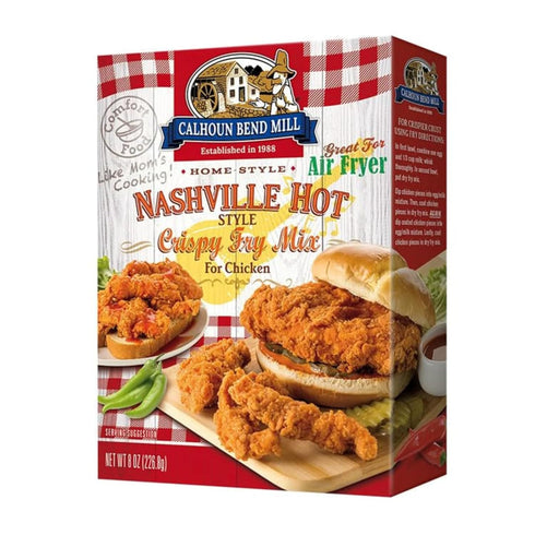 Calhoun Bend Mill Nashville Hot Style Crispy Fry Mix, 8 oz - Spicy Southern Seasoning for Chicken Tenders