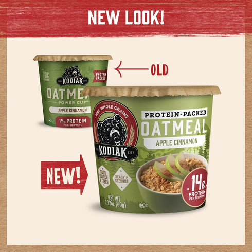 2.12oz (Pack 12) Kodiak Cakes Instant Protein Apple Cinnamon Oatmeal in a Cup
