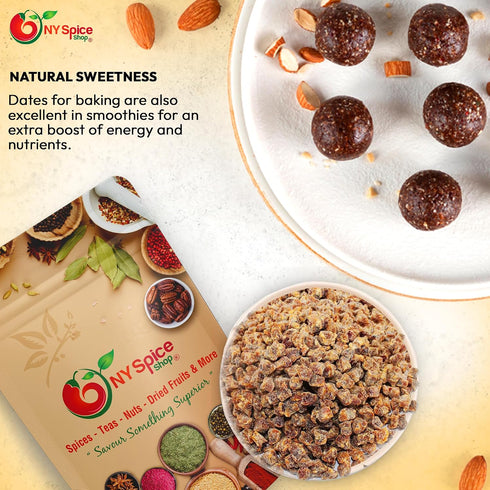 8 100% NY Spice Shop Chopped Dates for Baking - Ounce Natural Dried Dates - Fresh Dry Dates - Healthy Chopped Dates