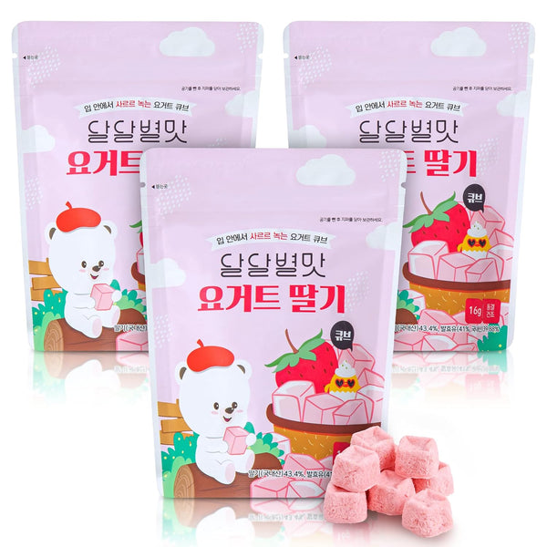Yogurt Snack Cubes with Strawberry, 3 PACK [ 100% Real Fruits and