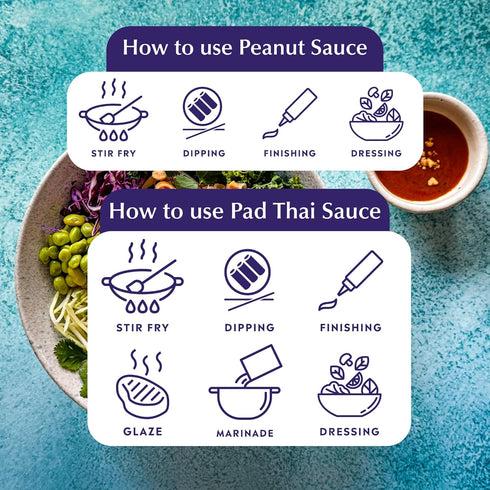Watcharees Thai Favorites Peanut & Pad Thai Sauce Bundle | Authentic Traditional Thai Recipe | Vegan, Non-GMO