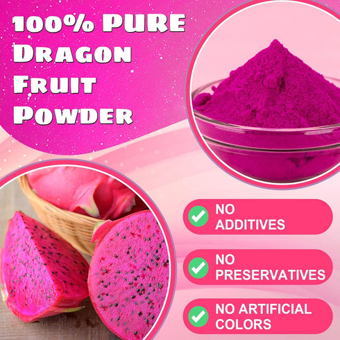 5.3 oz/150g Dragon Fruit Powder - Kiigfood Natural Fruit Powder, Freeze-Dried Pink Pitaya Powder for Dragon Fruit
