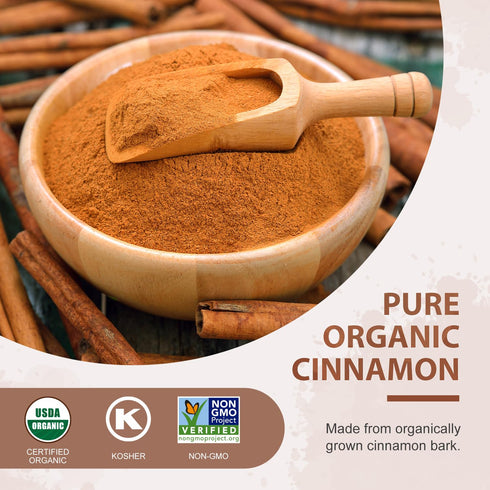 15 oz (425g), Soeos Organic Cinnamon Powder, Freshly Ground, Premium Aroma, Bold Warm Flavor, for Baking, Desserts