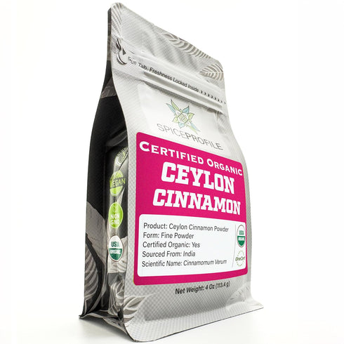 Spice Profile | USDA Organic Ceylon Cinnamon Powder, 4oz Resealable Pouch, 100% Pure for Cooking and Baking