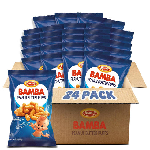 Osem Bamba Peanut Butter Snacks All Natural Peanut Butter PB Corn Puffs,
