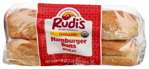 Rudis 18 OZ BAKERY Organic Wheat Hamburger Buns