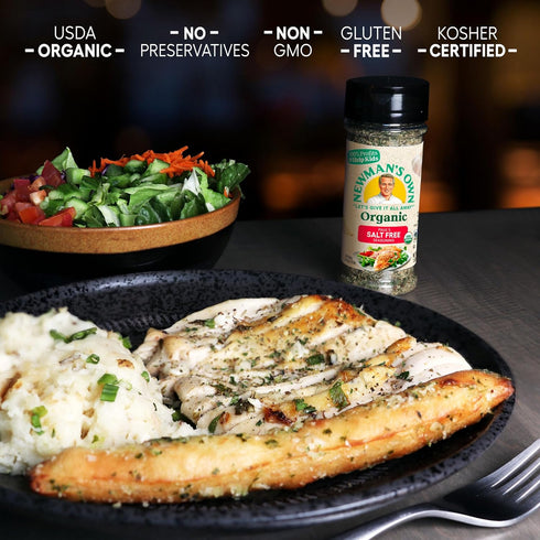 Newman's Own Organic Paul's Salt Free Seasoning, 1.63 oz Bottle, All Purpose, No Salt, USDA Certified Organic