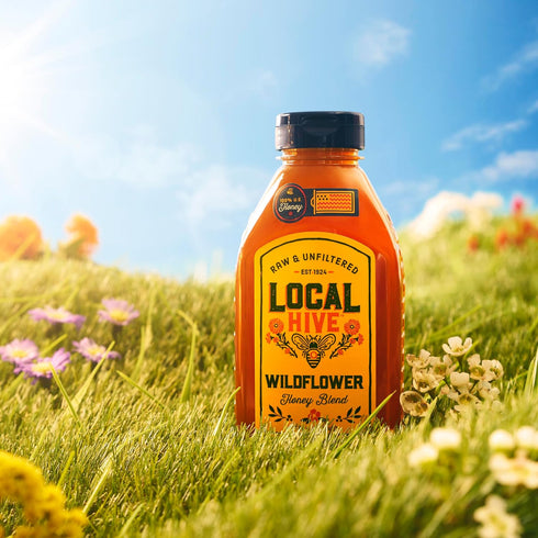 16 oz 100% Local Hive Wildflower Raw & Unfiltered | Pure U.S. Honey | Natural Sweetener Sourced from American Bees
