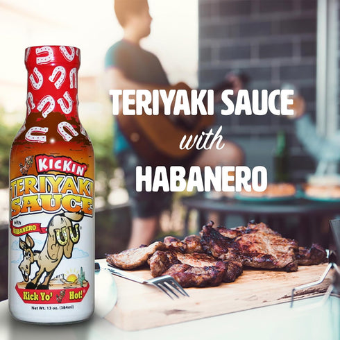 Kickin' Spicy Teriyaki Sauce with Habanero 13 oz (2 Pack) - Premium Gourmet Stir Fry Sauce
