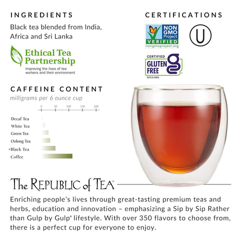 2.8 oz 50 The Republic of Tea - British Breakfast Tea Tin, Tea Bags, Gourmet Black Tea | Caffeinated