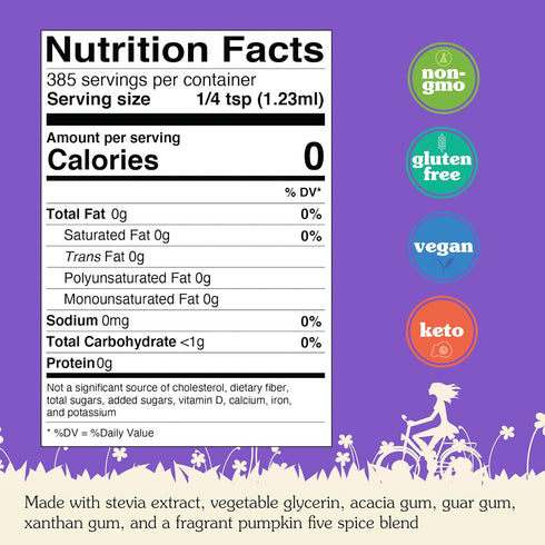 16 oz NuNaturals Stevia Syrup, Sugar-Free Sweetener, Plant-Based Sugar Substitute, Zero Calorie, Pumpkin Spice