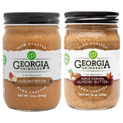 Georgia Grinders Hazelnut & Maple-Caramel Almond Butter Gourmet Spread, Vegan Friendly, Non-GMO,
