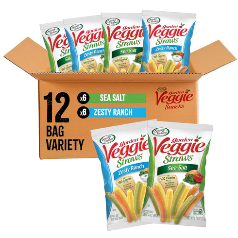 Sensible Portions Veggie Straws Multi-Pack, Sea Salt & Zesty Ranch, Kid Snacks,