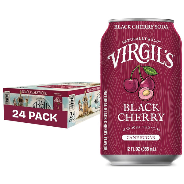 Virgil's Naturally Bold Handcrafted Black Cherry Soda, Pack of 24 (12 fl