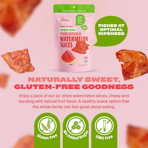 2 Oz, Pack 10 Whitney Jordan Naturals Air-Dried Watermelon Slices of - Dried Fruit Snack Made from Real Watermelon - No