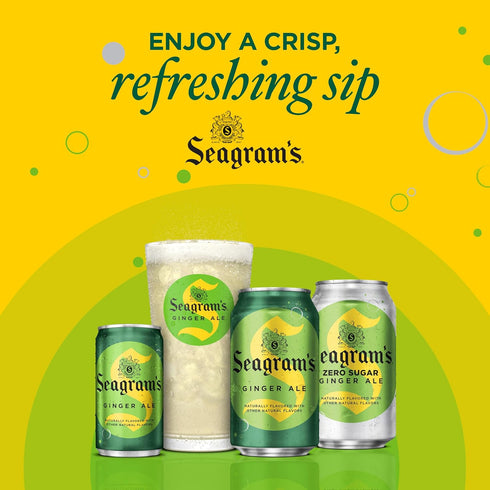 7.5 oz, 10 Pack Seagrams Ginger Ale Soda Soft Drinks, fl